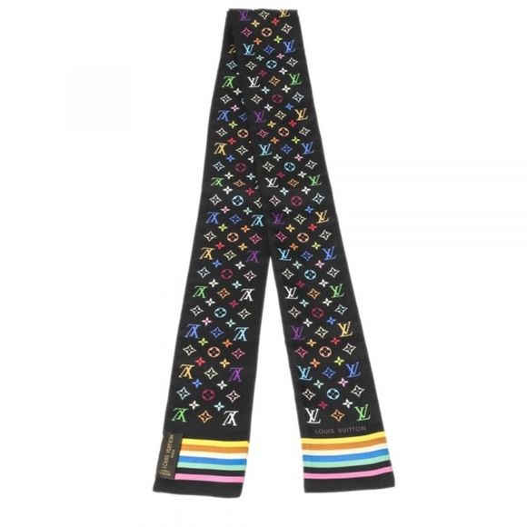 SOLD Louis Vuitton Murakami black multicolored bandeau twilly scarf Rare - Picture 6 of 10